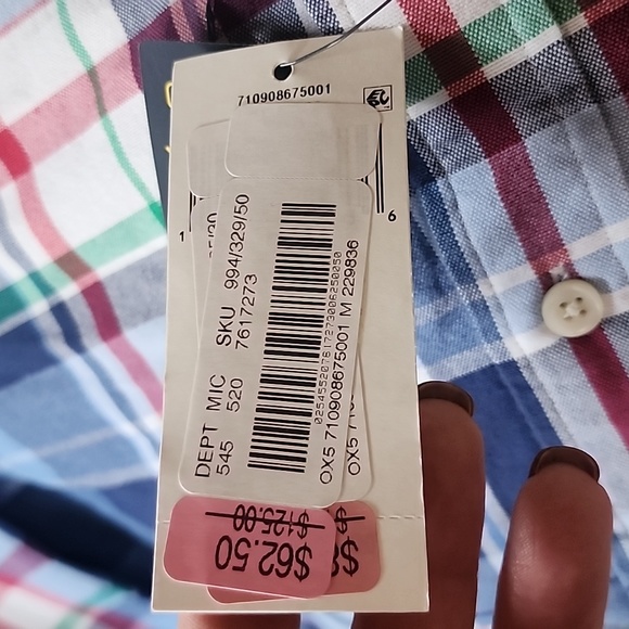 NWT Polo Ralph Lauren: Classic Fit Plaid Oxford Shirt, Blue/Red/Green/White, Med - Picture 4 of 9